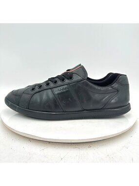 Prada Women Size 7.5 4E Black Red Leather Low Top Lace Up Casual Shoes